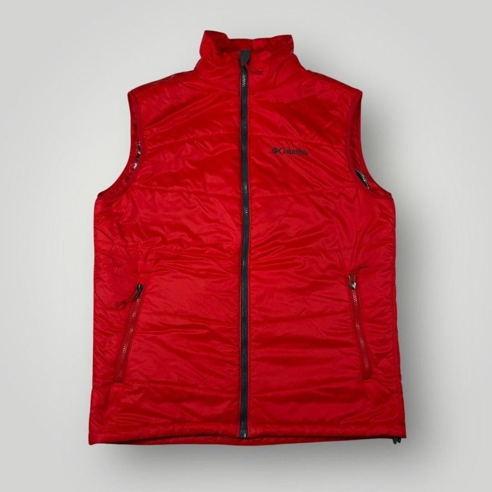 Columbia Vest Mens Large Red Omni-Heat Puffer Full Zip Insulated‎ Outdoor WM1462